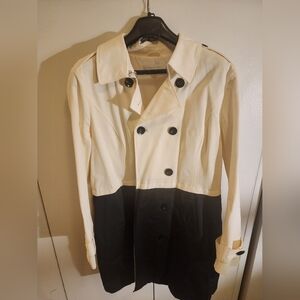 Preloved Stylish Black and White Trench Coat